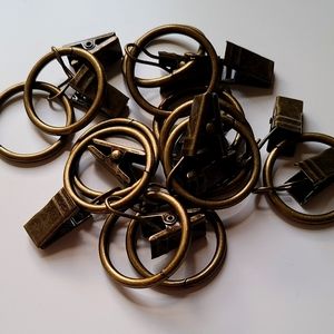Strong metal curtain rings w/clips 12cts